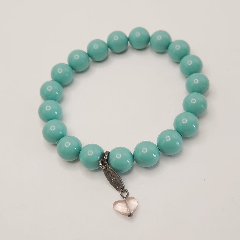 Sabika Turquoise Tone Glass Beaded Stretch Bracelet